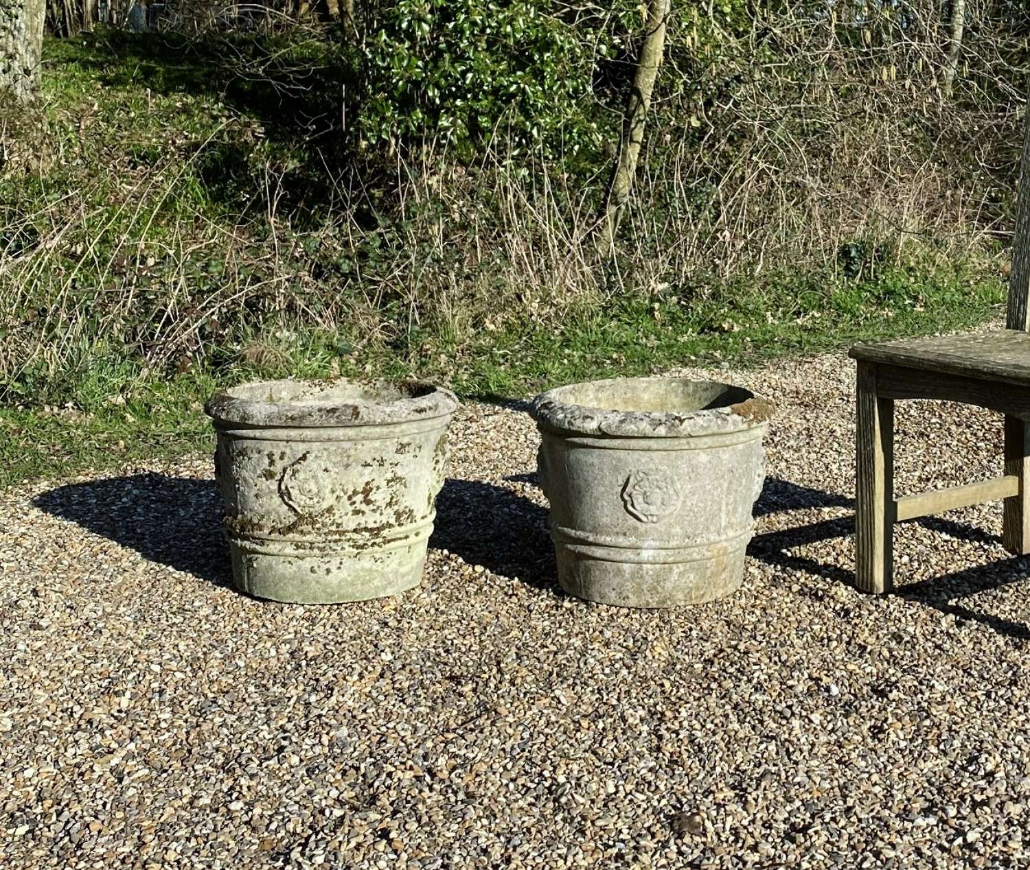 Pair of Patinated Rose Planters