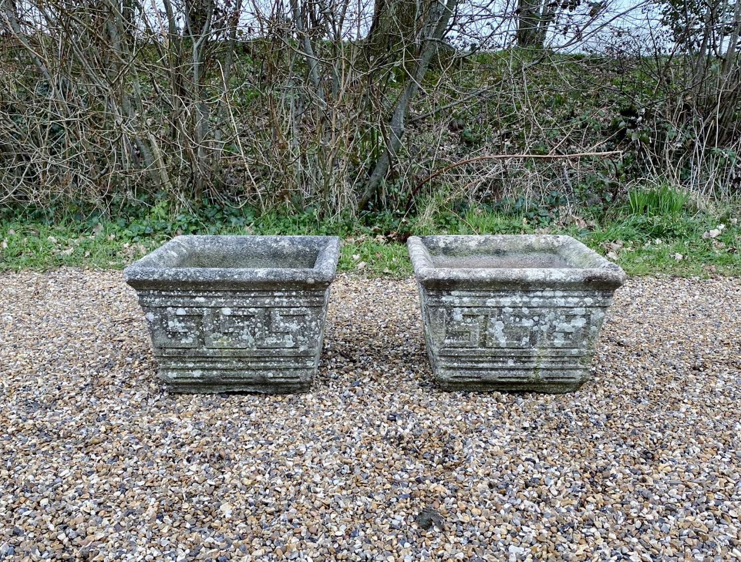 Pair of Patinated Square Planters