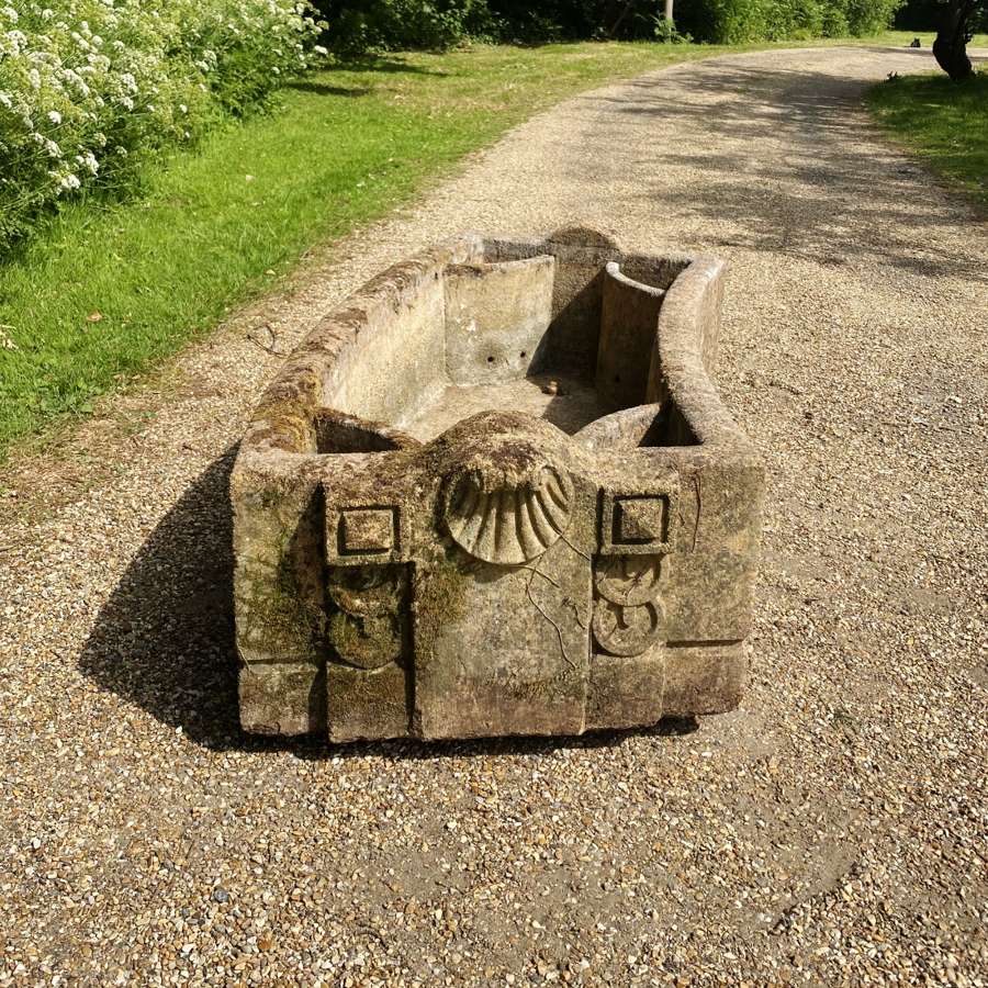 Antique Stone Trough with Shell Decoration