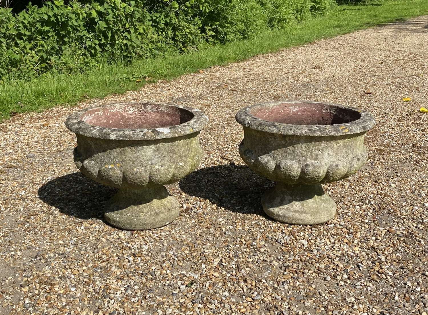 Pair of Patinated Garden Urns