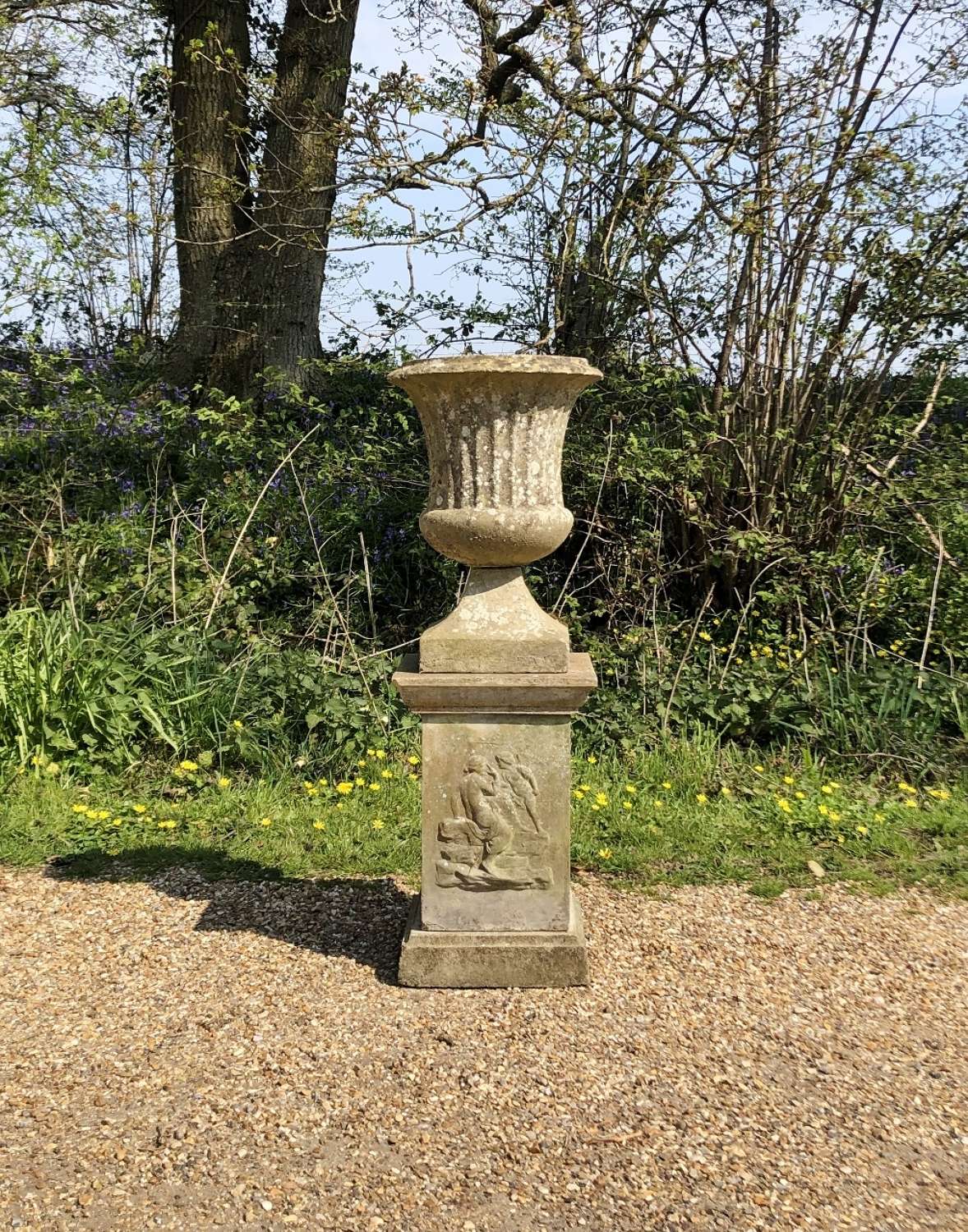 Small Fluted Urn and Pedestal