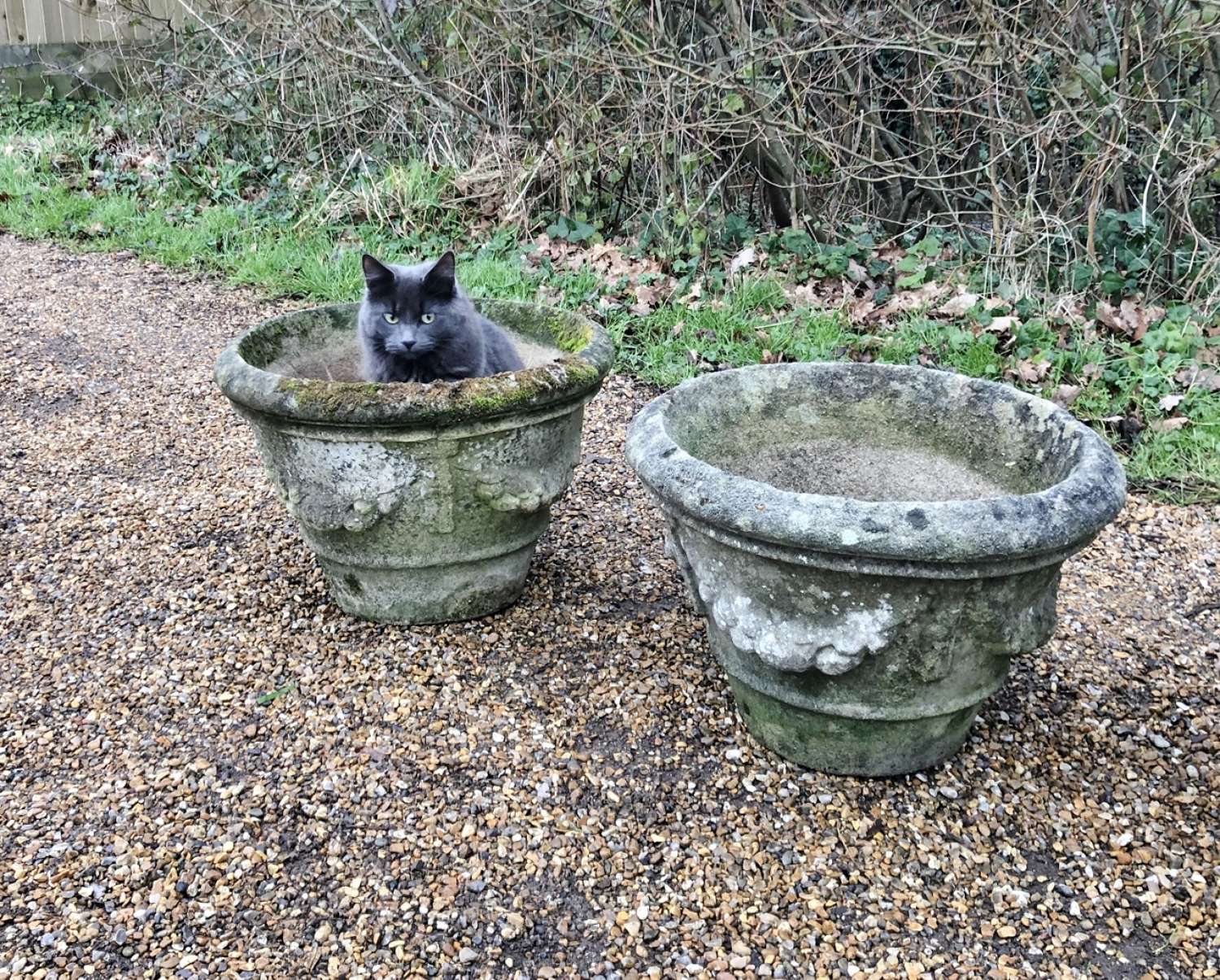Pair of Patinated Garland Planters