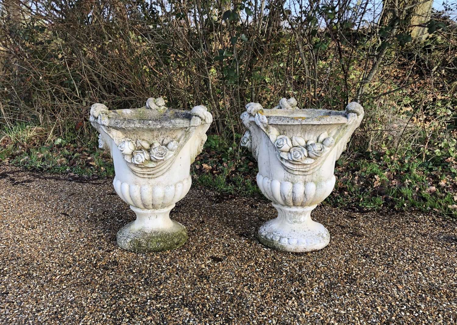 Pair of Large Rose Urns