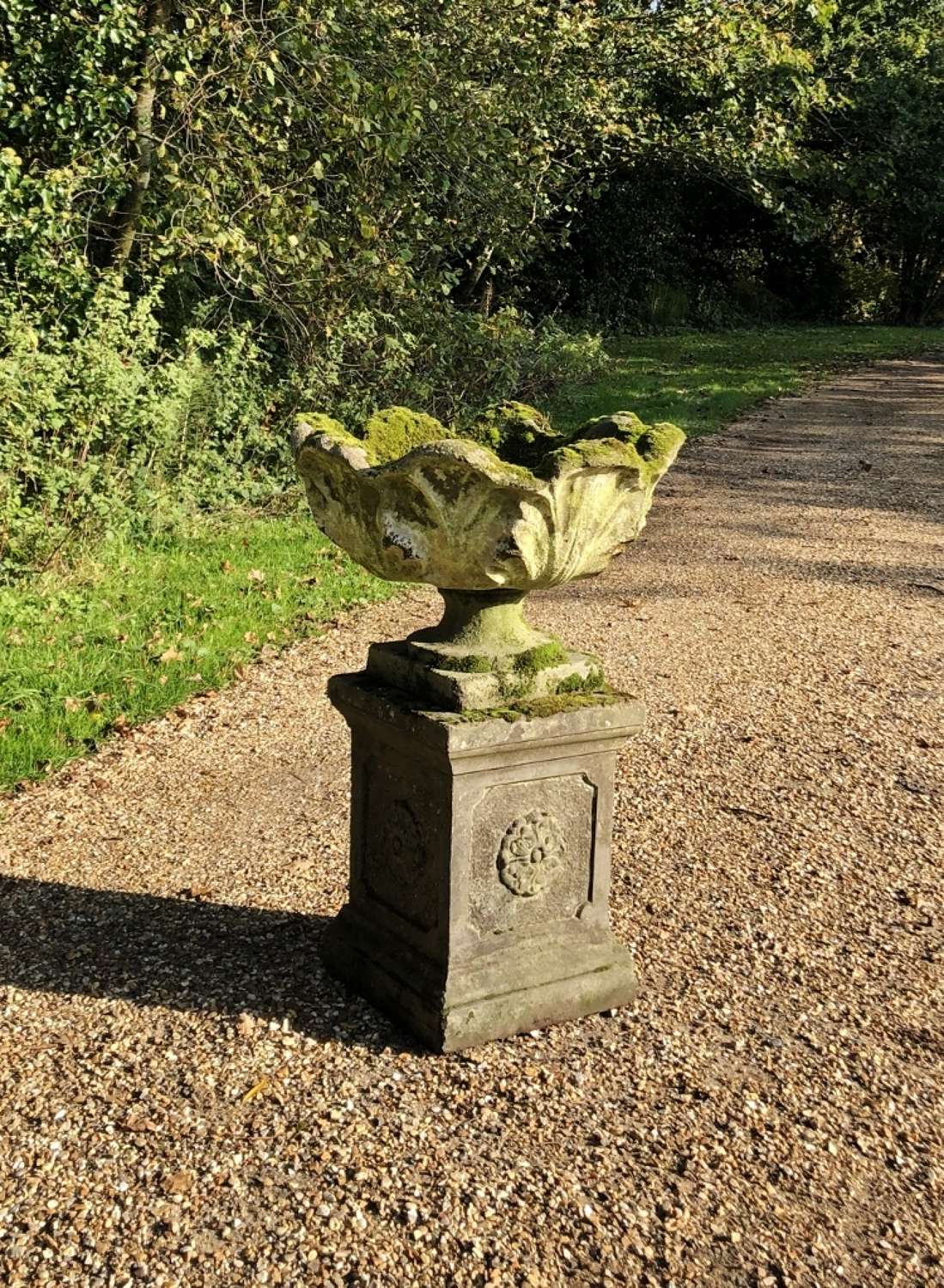 Mossy Acanthus Urn and Pedestal