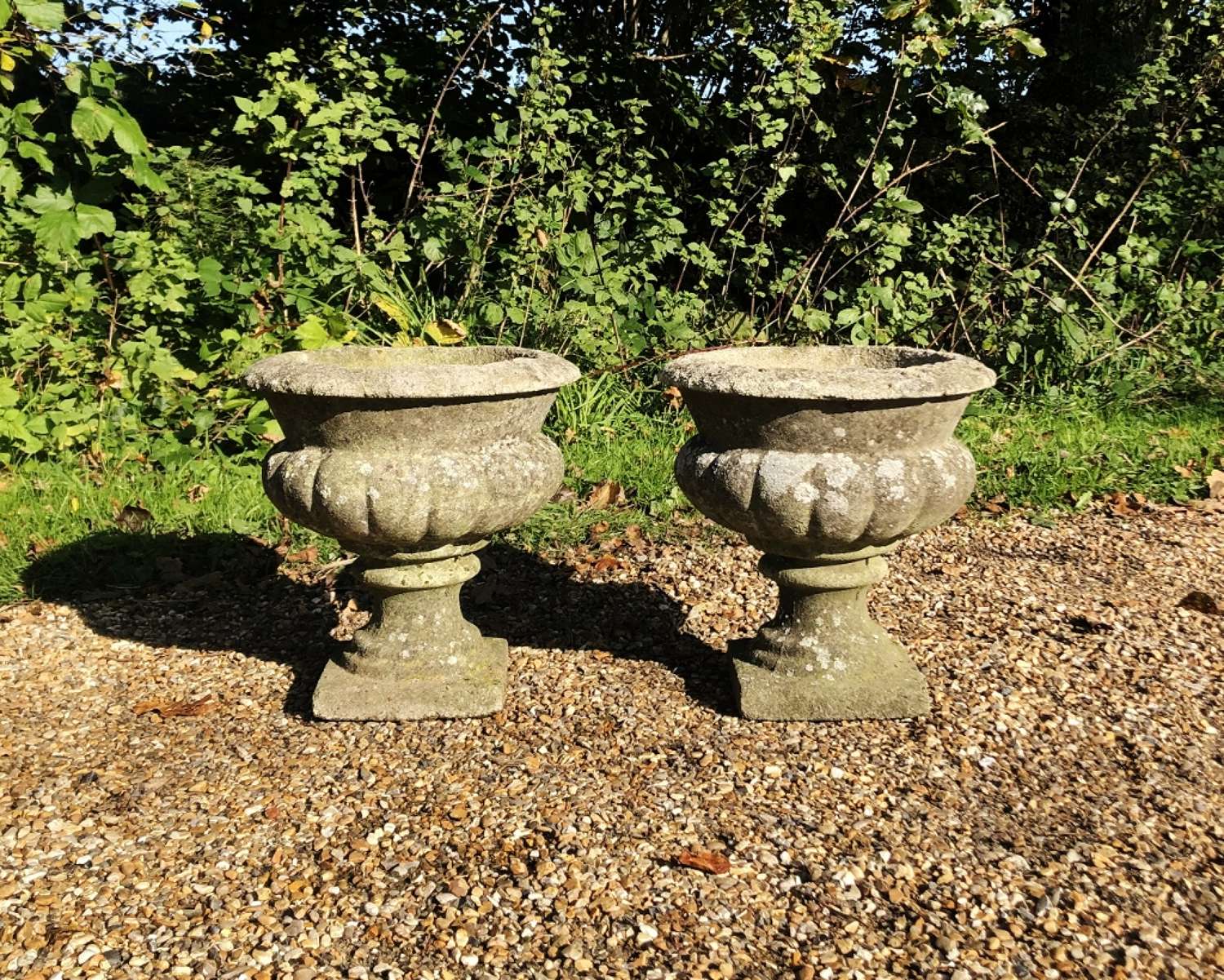Pair of Small Lobed Urns