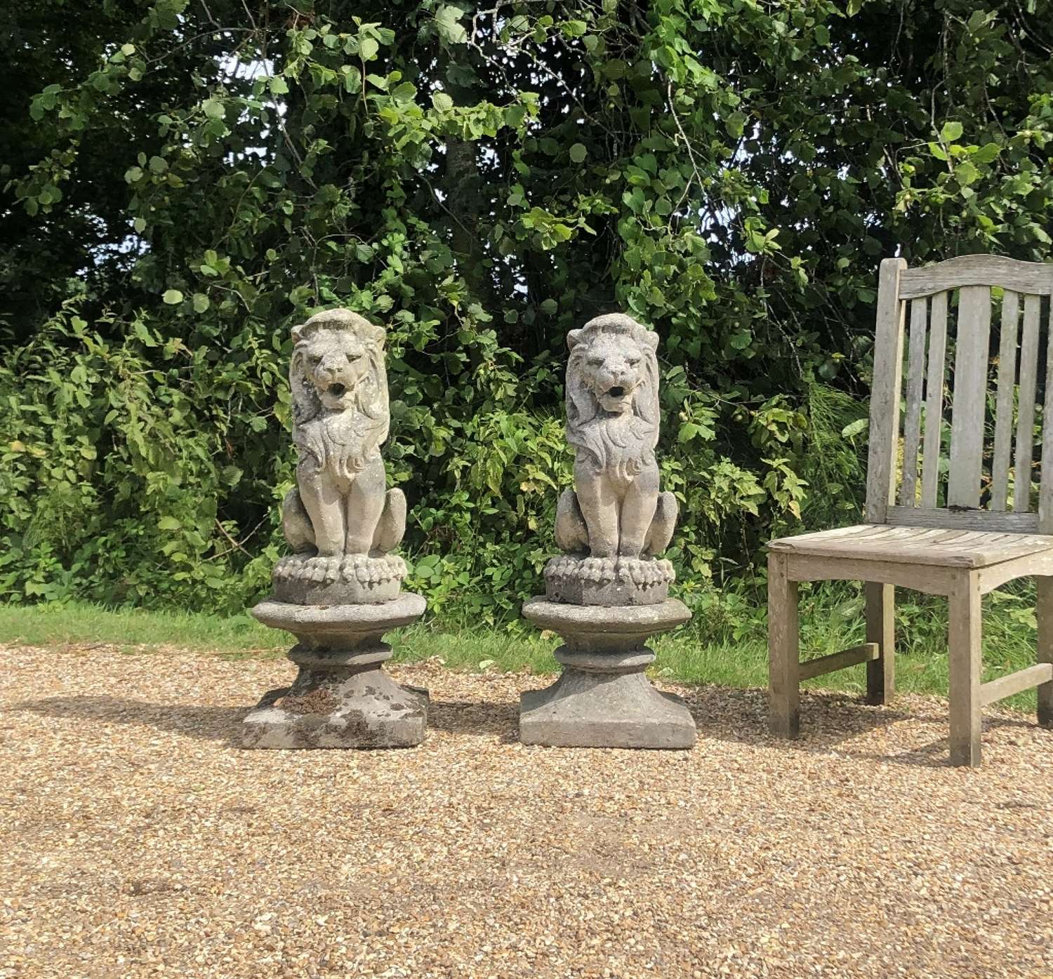 Pair of Lions on Plinths