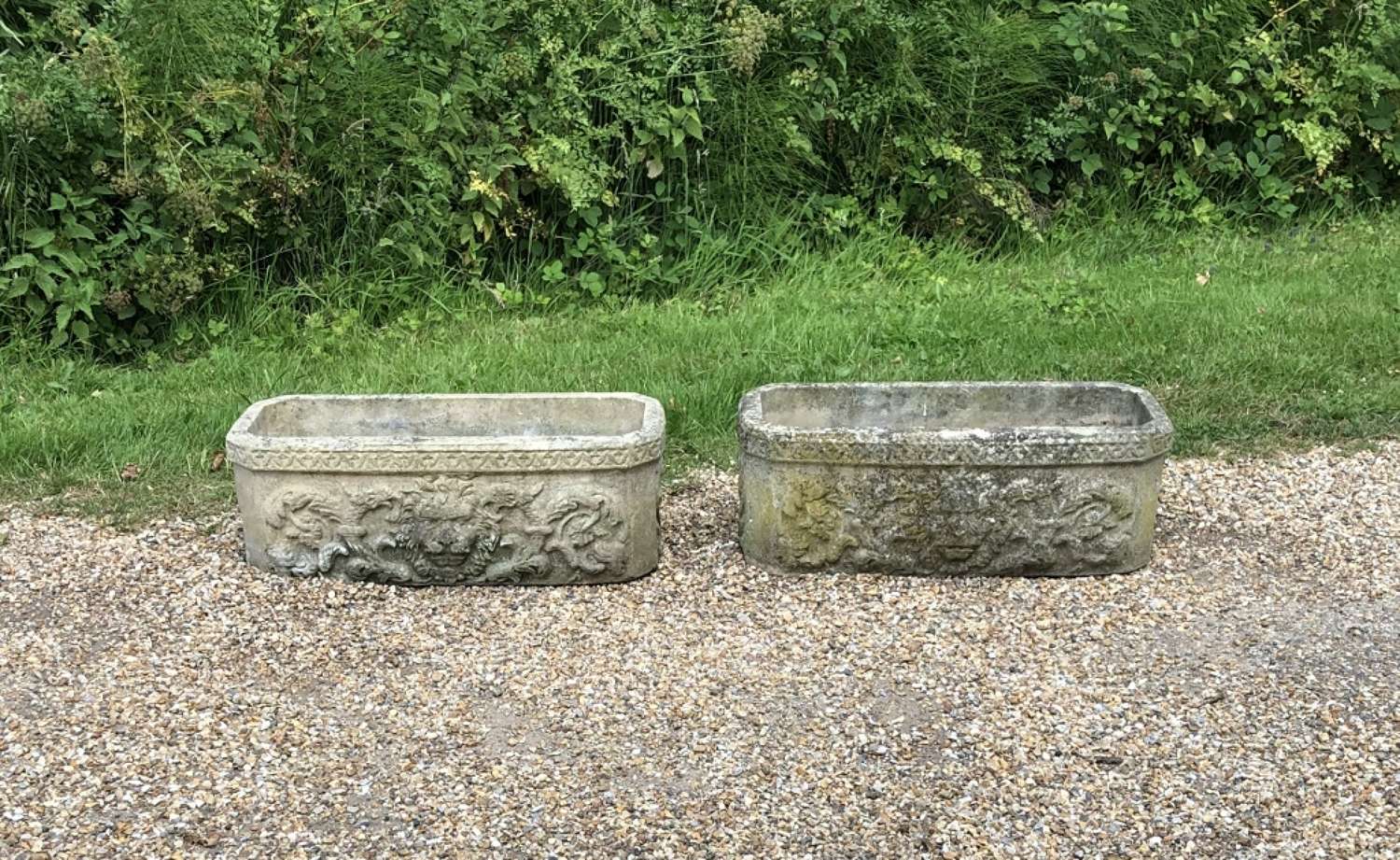 Pair of Patinated troughs