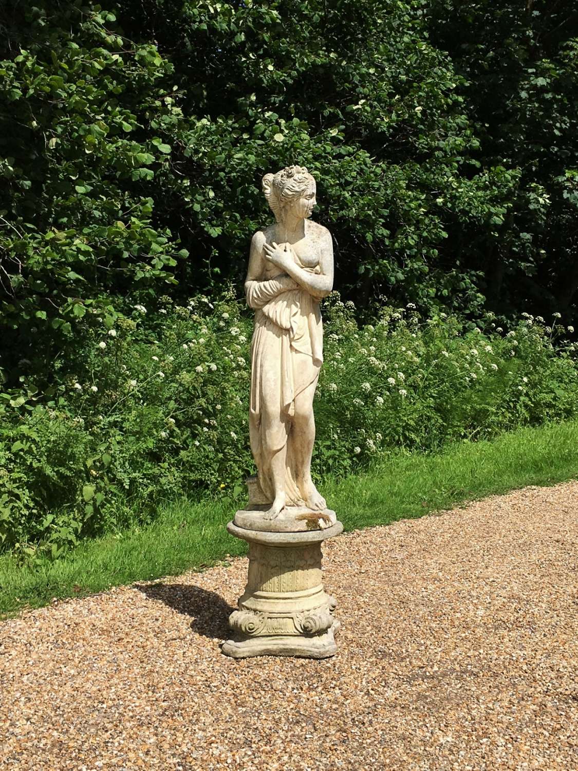 Figure of Venus Bathing on Pedestal