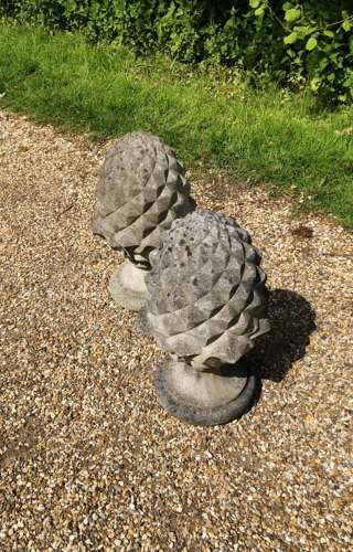 Pair of Weathered Pineapple Finials