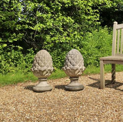 Pair of Weathered Pineapple Finials