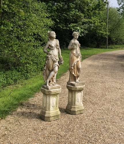 Pair of Maiden Statues