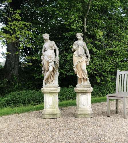 Pair of Maiden Statues