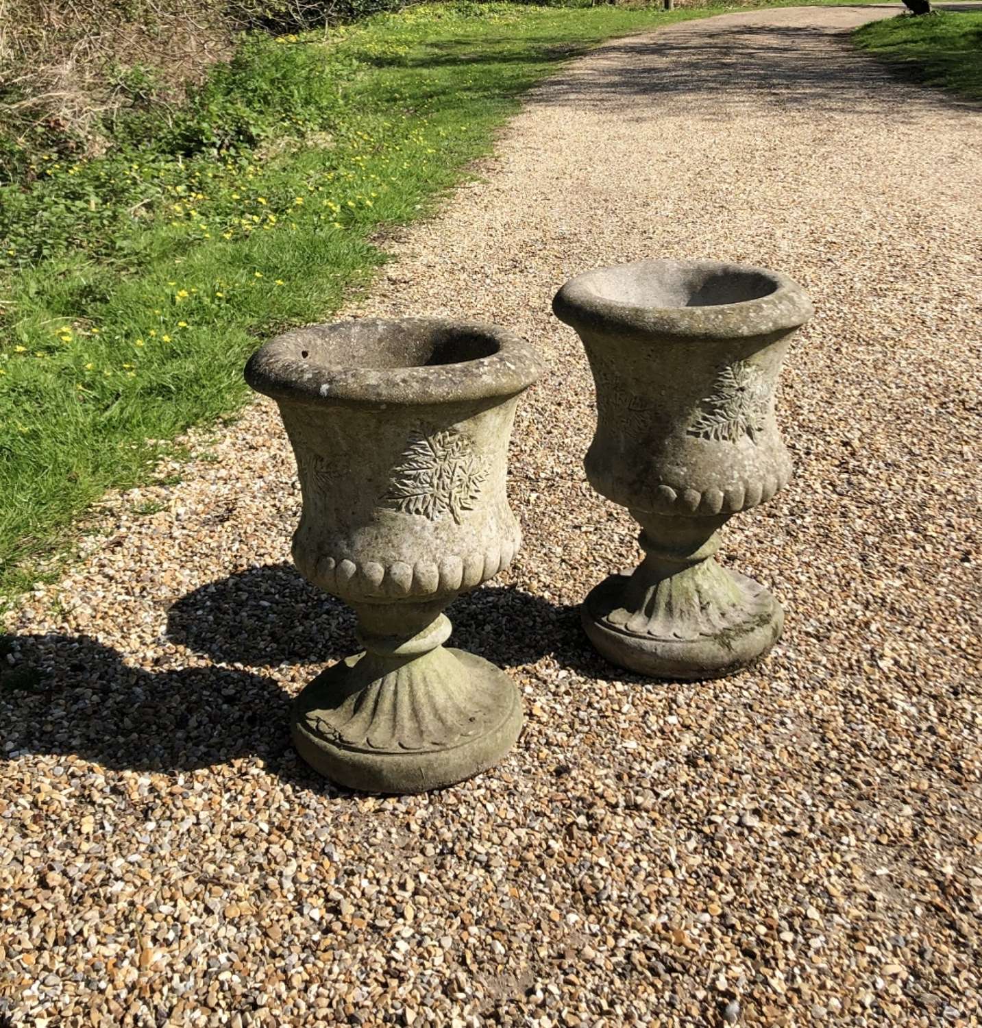 Pair of Small Leaf Urns
