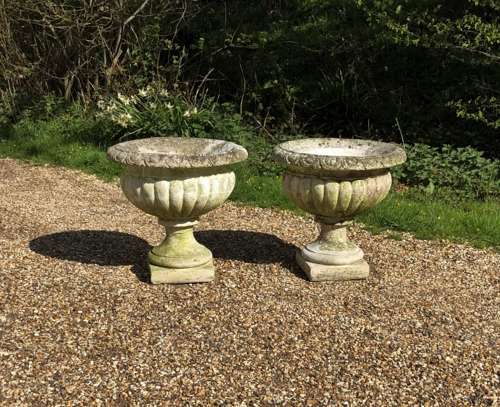 Pair of Weathered Urns
