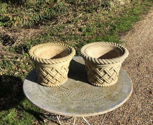 Pair of Small Lattice Planters