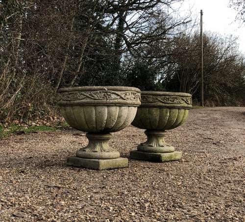 Pair of Bowl Urns
