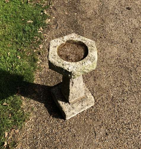 Hexagonal Limestone Bird Bath