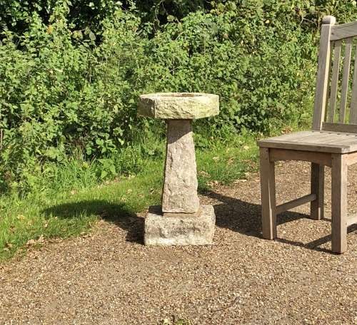 Hexagonal Limestone Bird Bath
