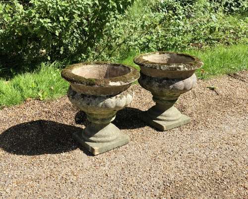 Pair of Mossy Urns