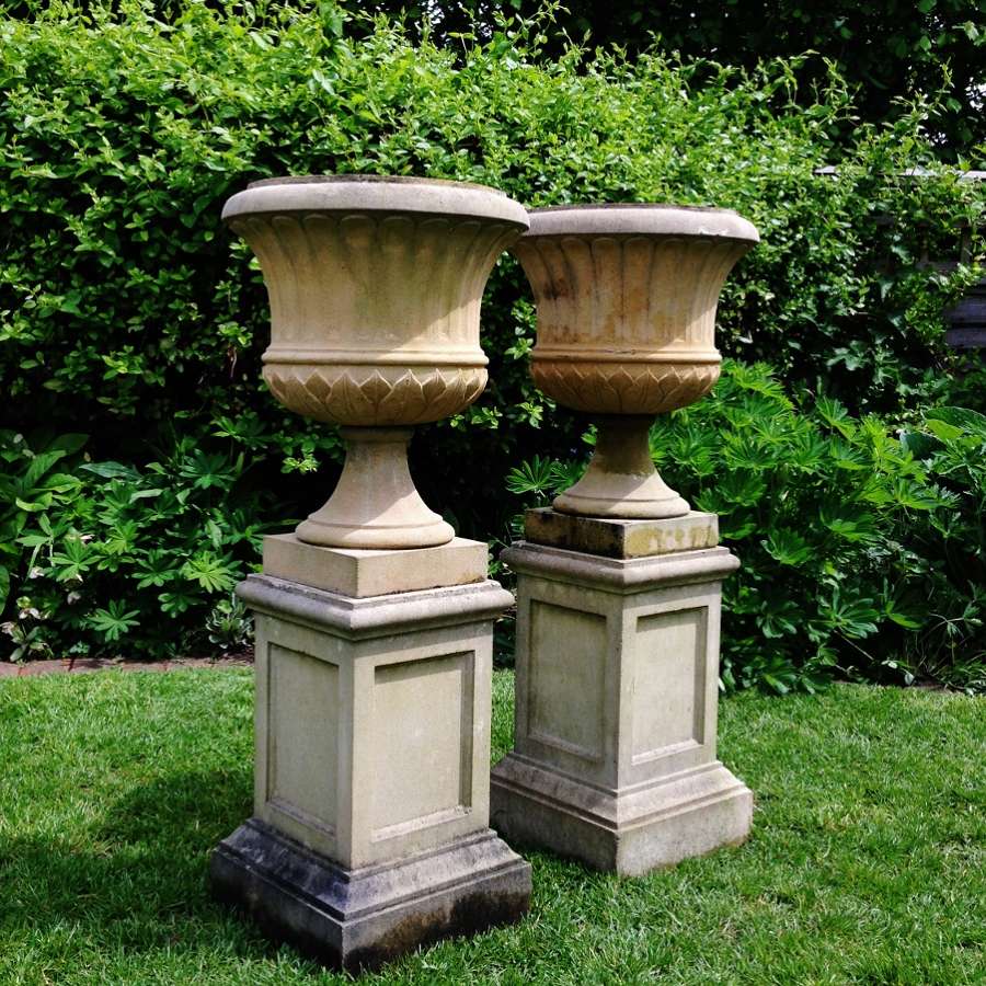 Pair of Campania Urns and Pedestals