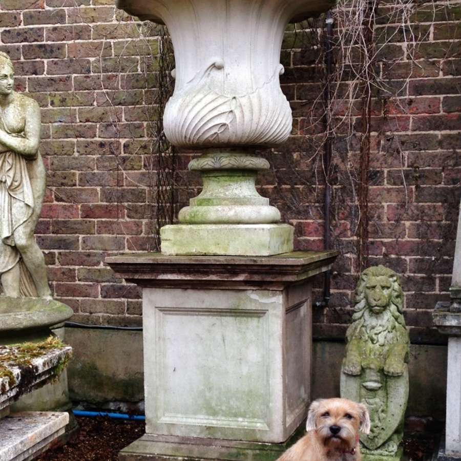 Very Large Fluted Urn and Pedestal