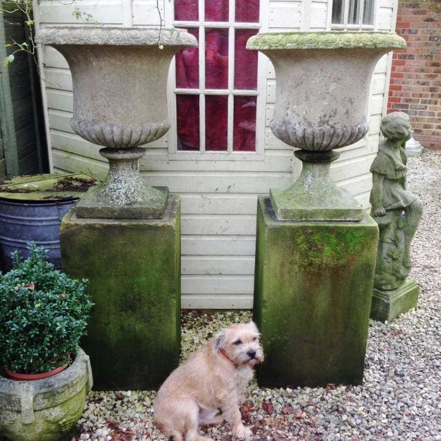 Pair of Large Stone Pedestals (urns sold separately)