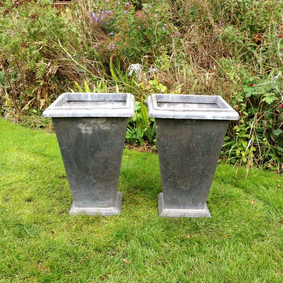 Pair of Tall Lead Planters