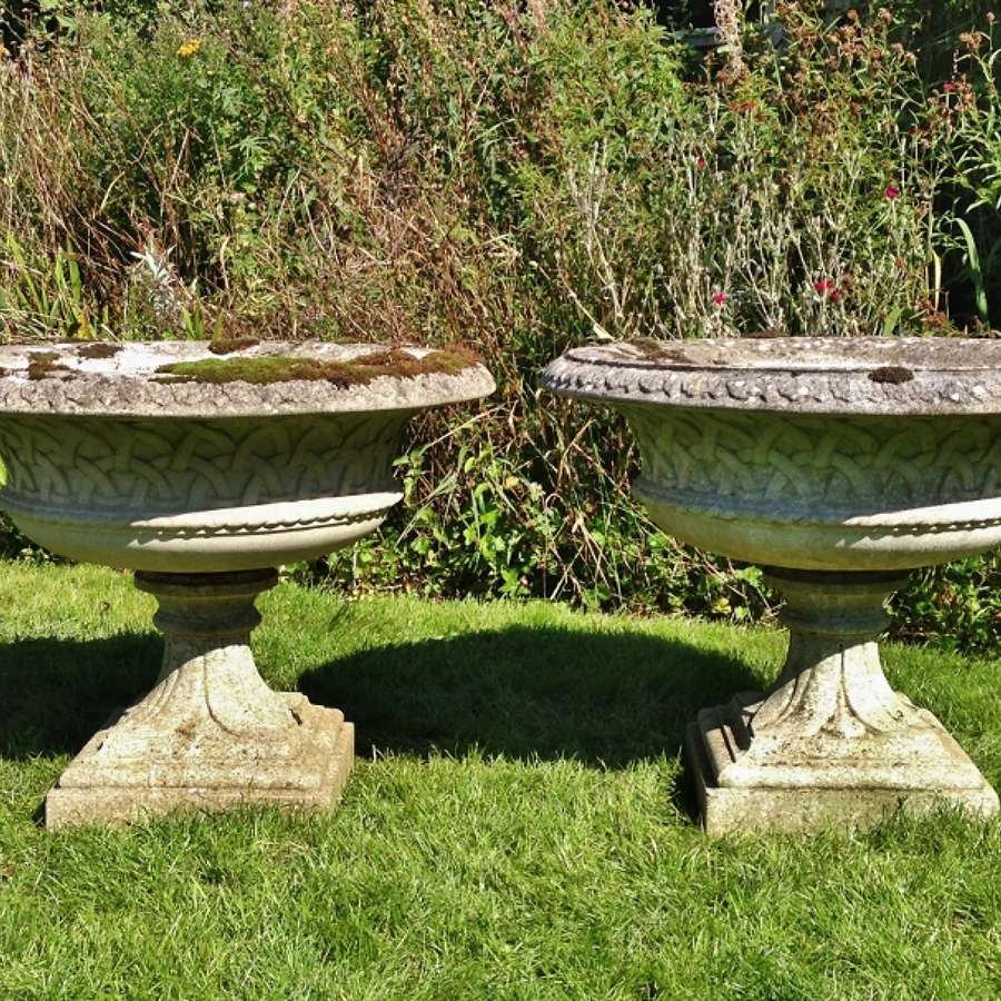Pair of Large Tazza Urns