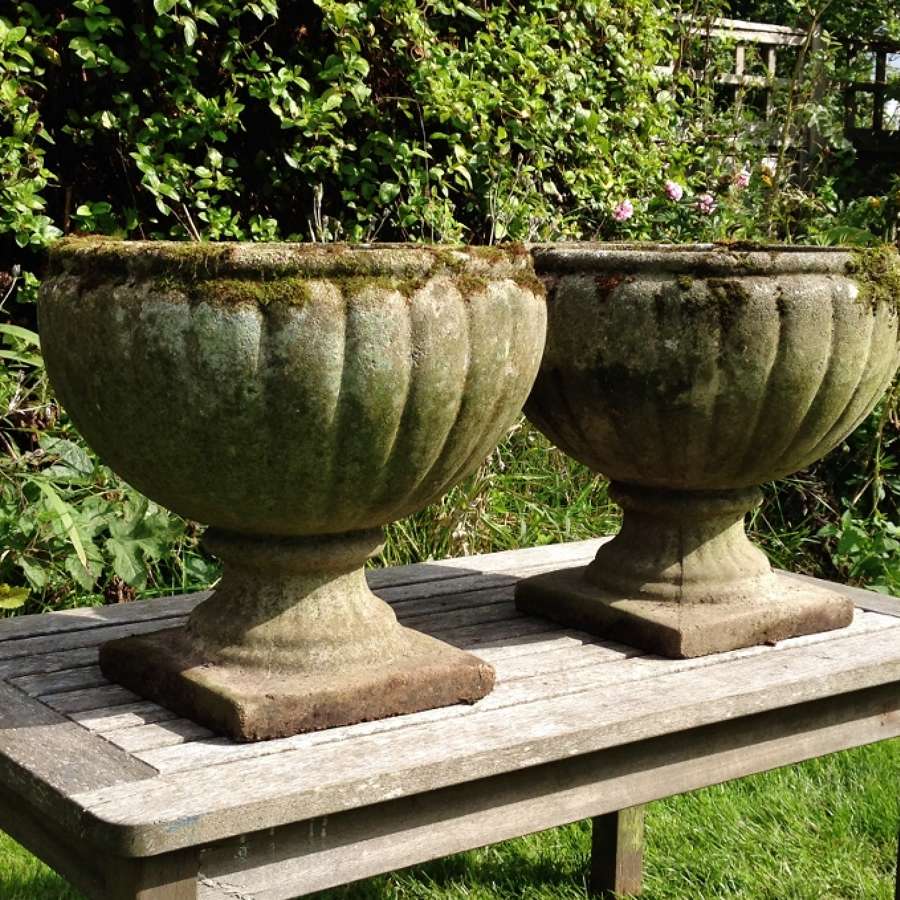 Pair of Bowl Urns (another pair available)