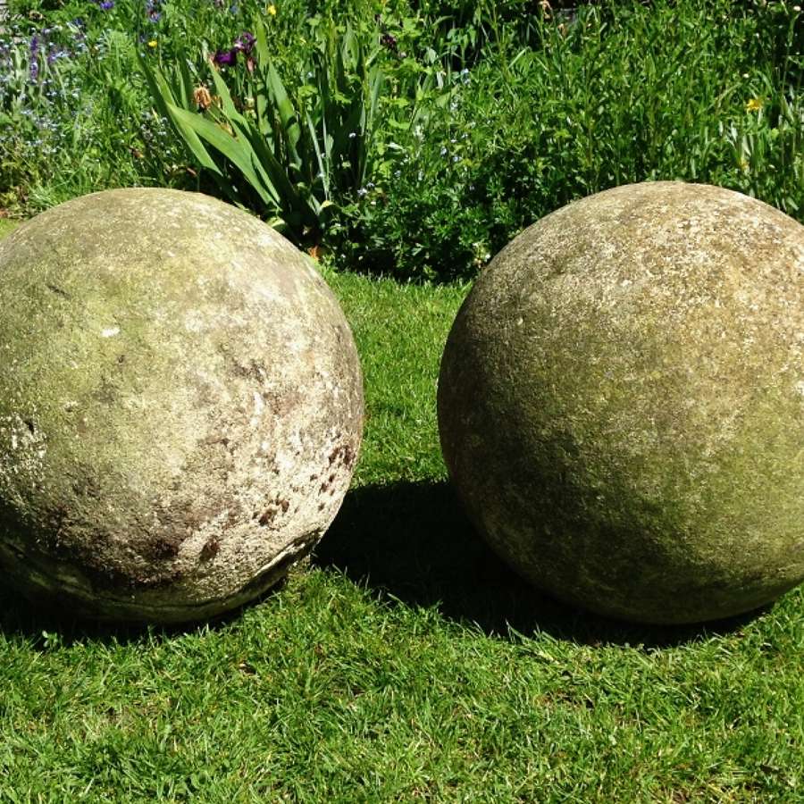 Pair of Antique Composite Balls