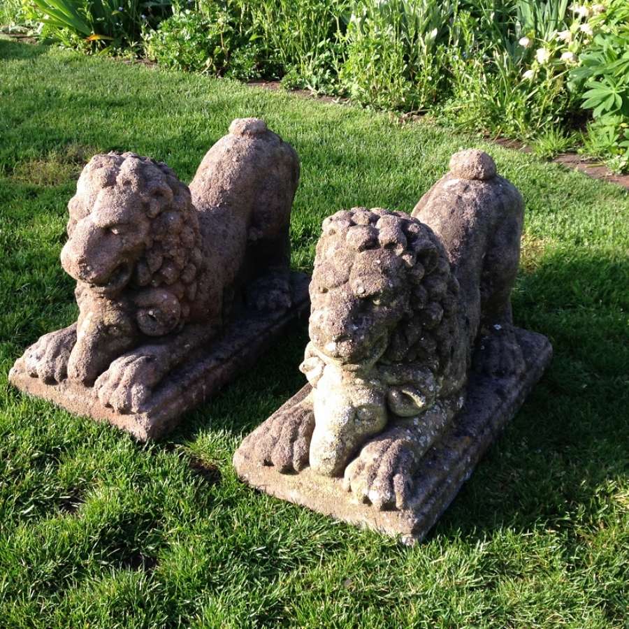 Pair of Lions with Ram`s Heads