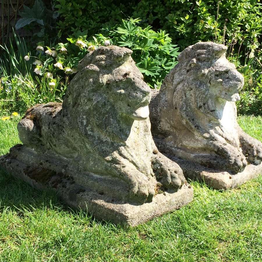 Pair of Antique Lions
