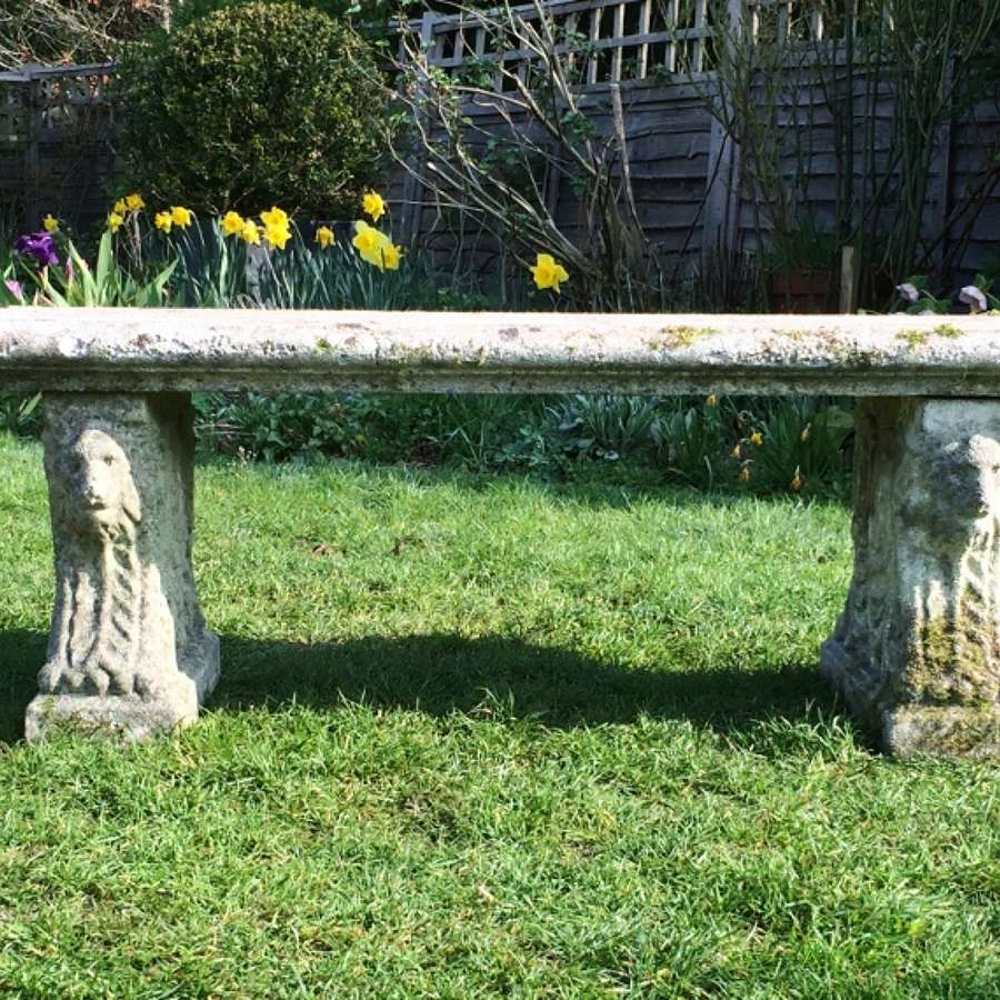 Stone Bench with Lion Legs