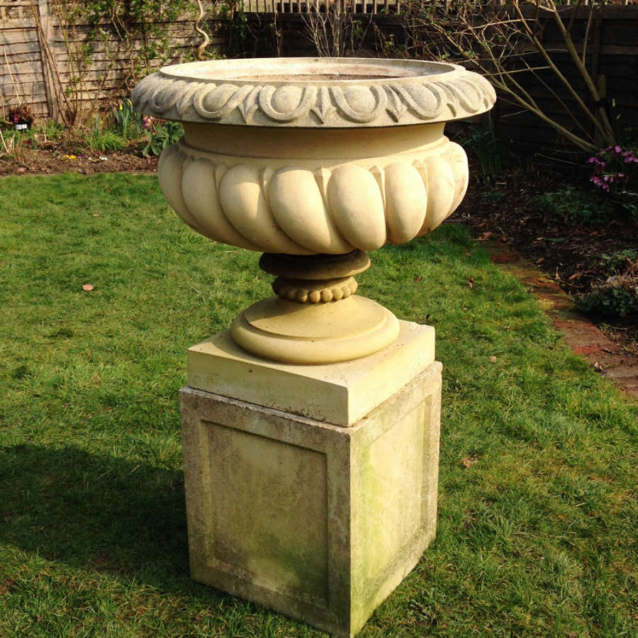 Large Lobed Urn and Pedestal