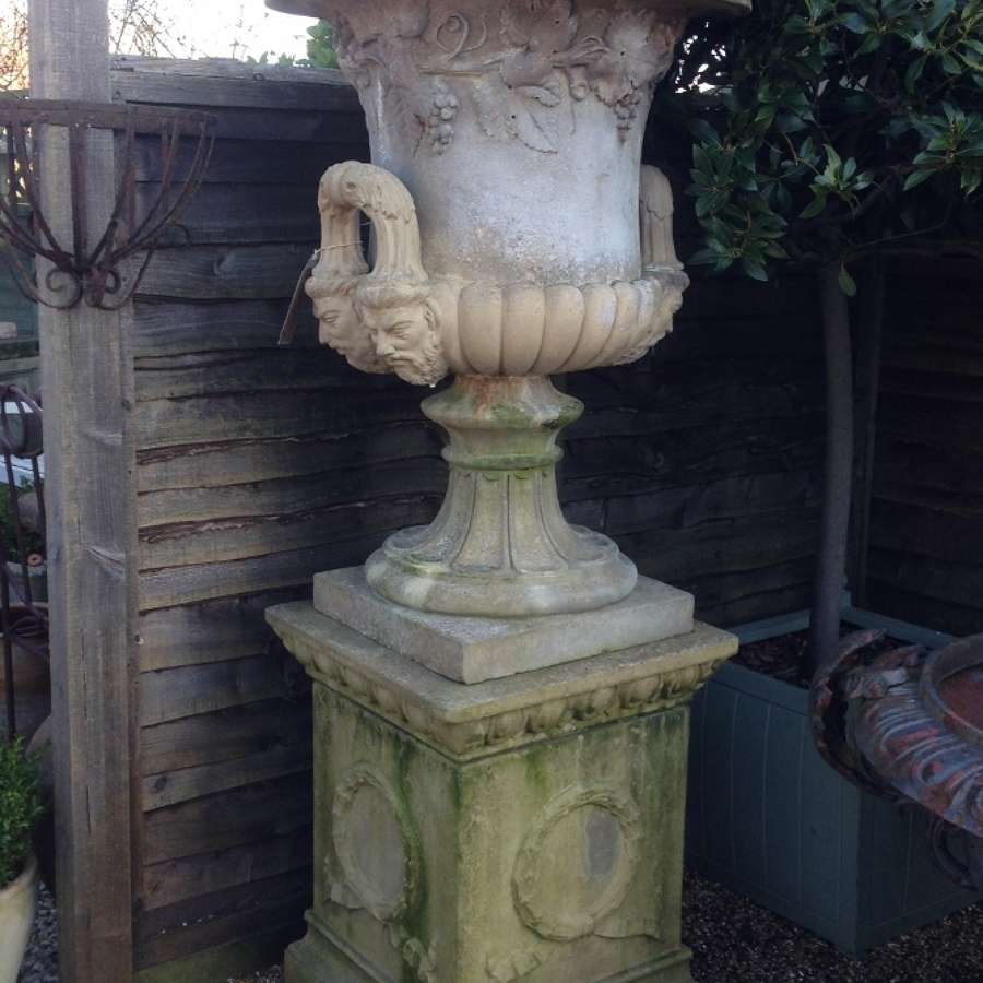 Impressive Handled Urn and Pedestal