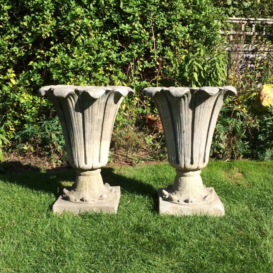 Pair of Fluted Urns