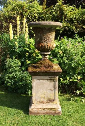 Mossy Urn and Pedestal