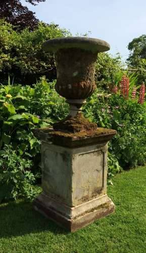Mossy Urn and Pedestal