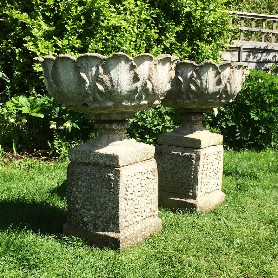 Pair of Acanthus Planters and Bases