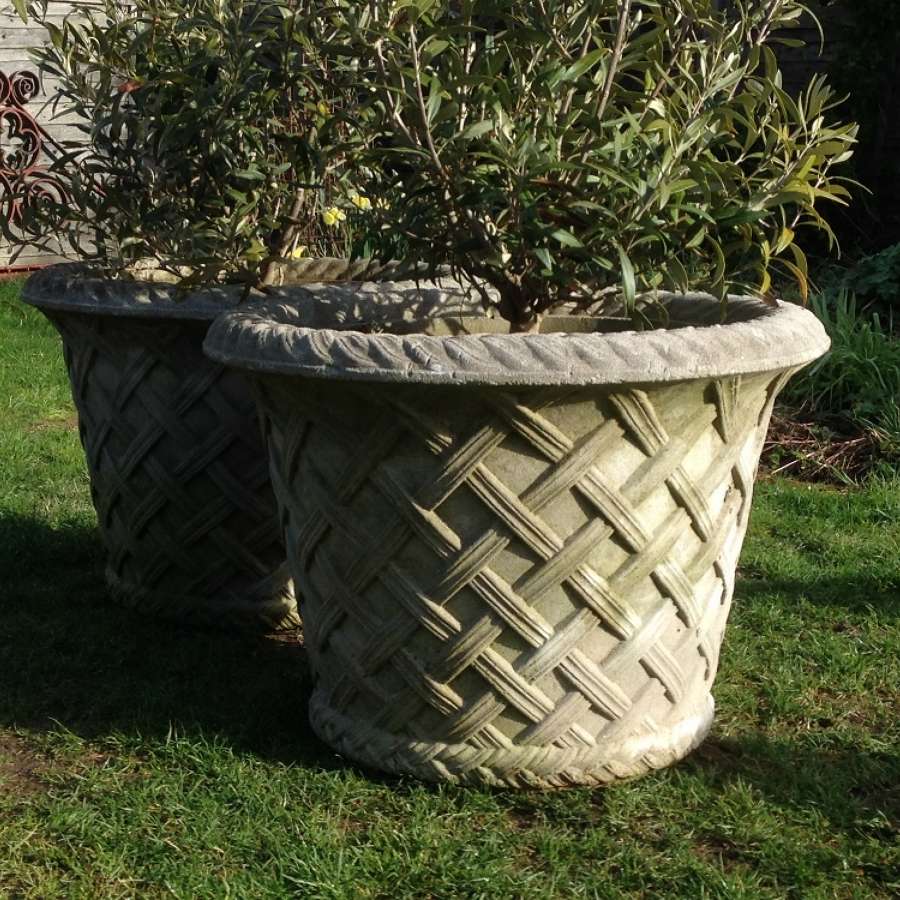 Pair of Large Weave Planters