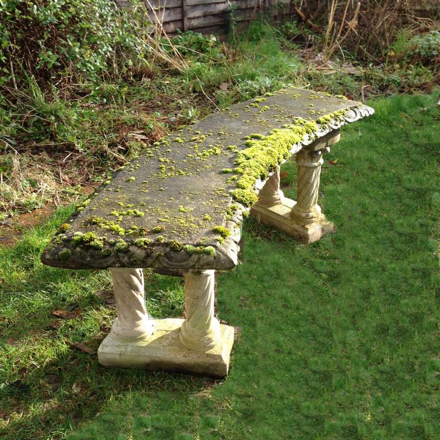 Stone Bench with Twisted Legs