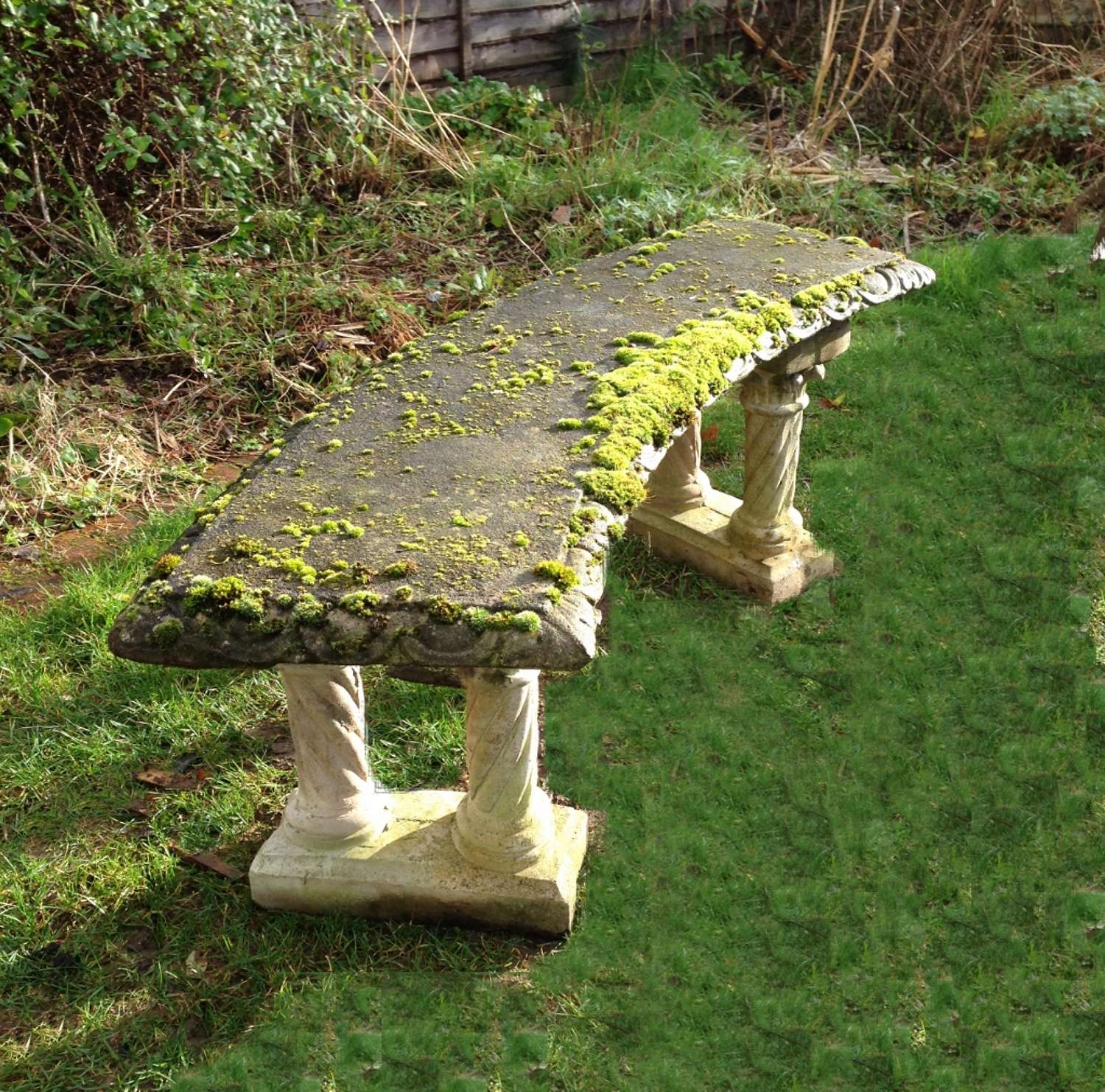 Stone Bench with Twisted Legs