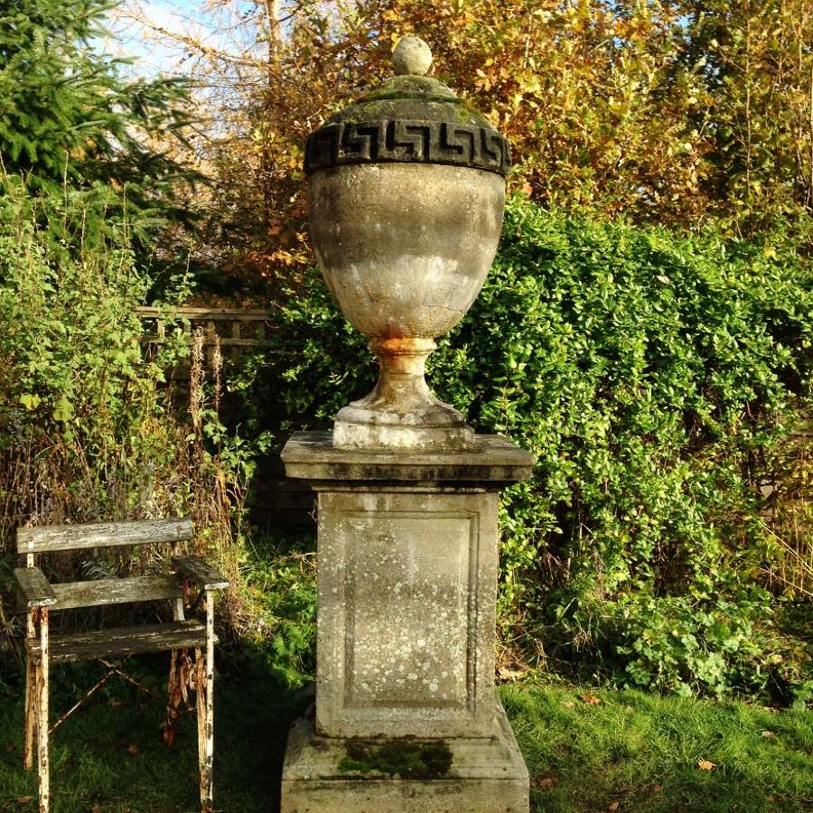 Impressive Lidded Urn and Pedestal
