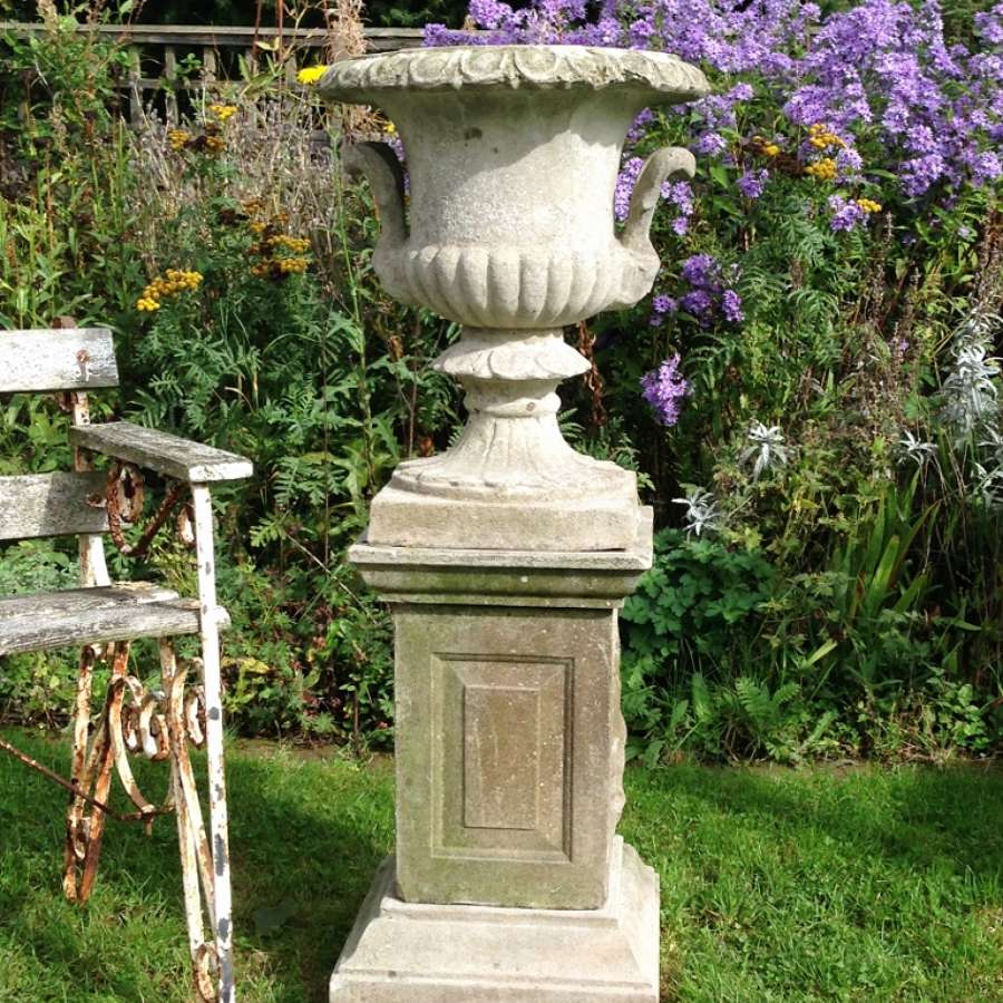 Small Handled Urn and Pedestal