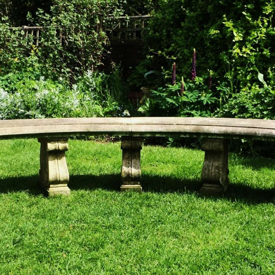 Large Curved Stone Bench