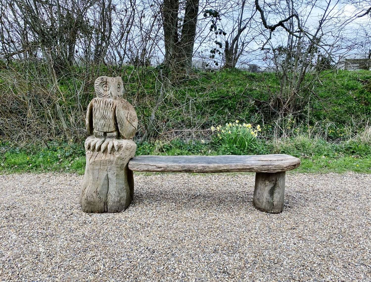 Large Owl Garden Bench