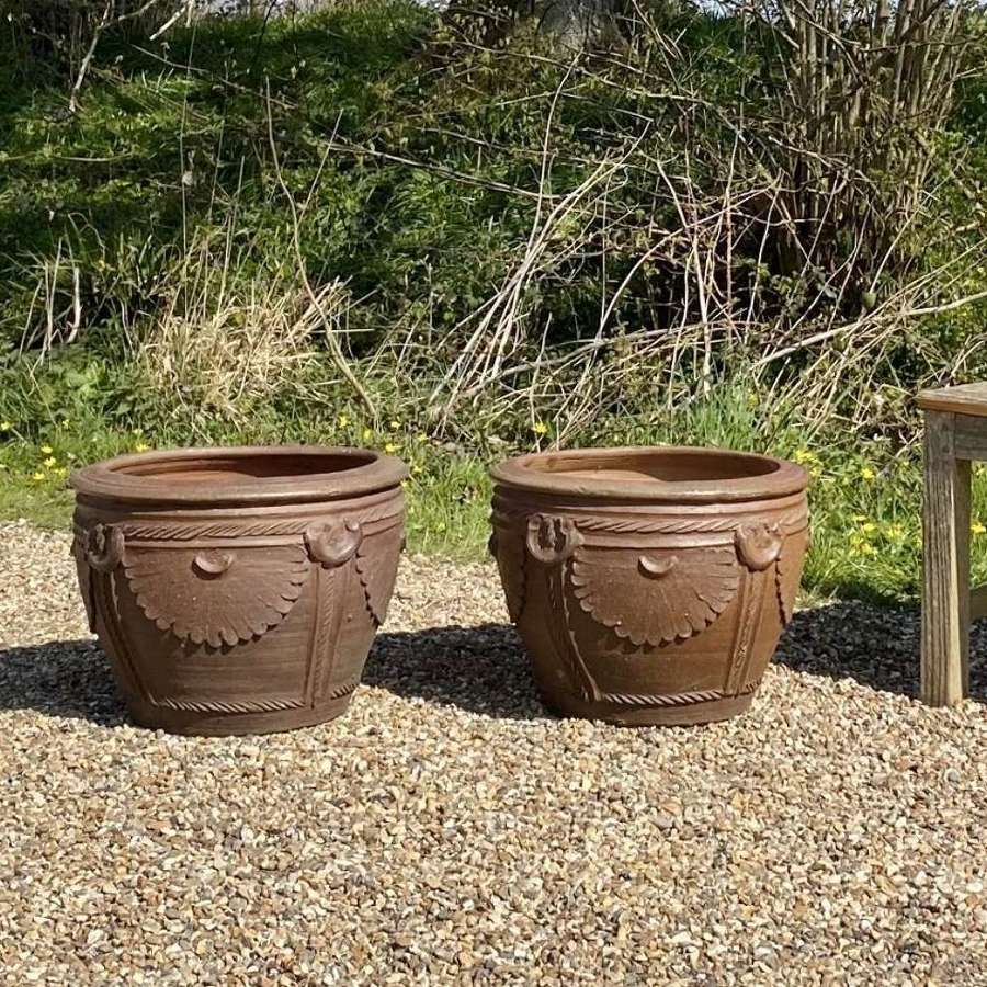 Pair of Small Decorative Earthenware Planters