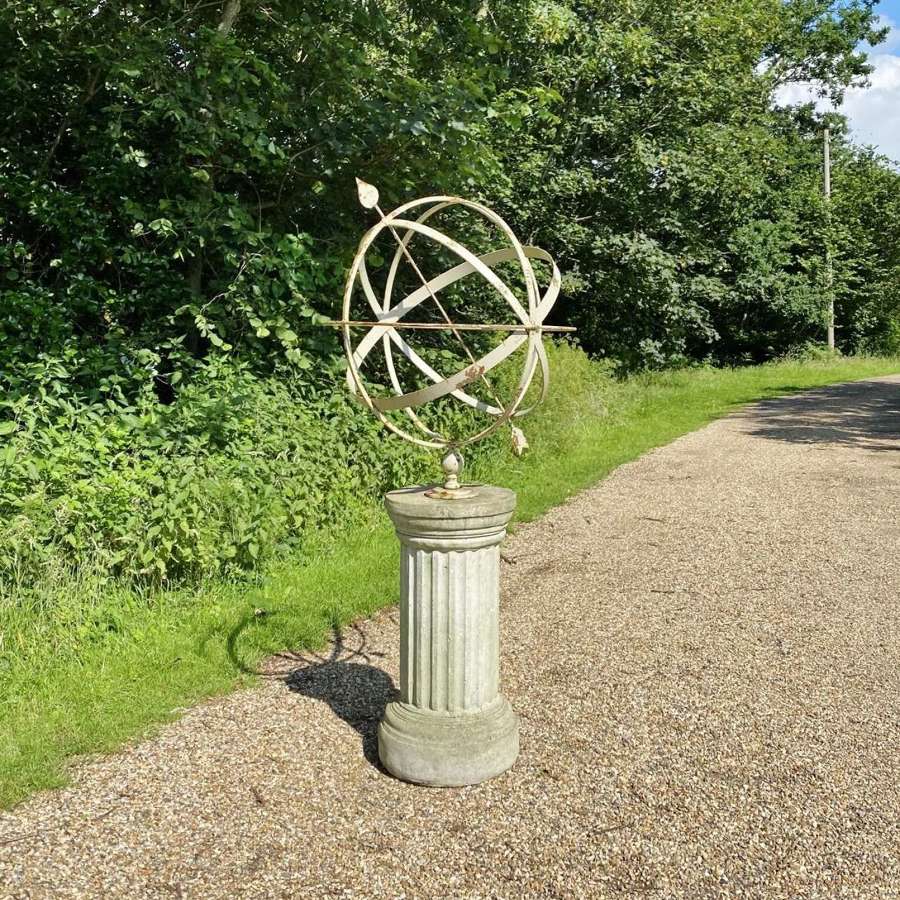 Very Large Decorative Armillary with Fluted Column