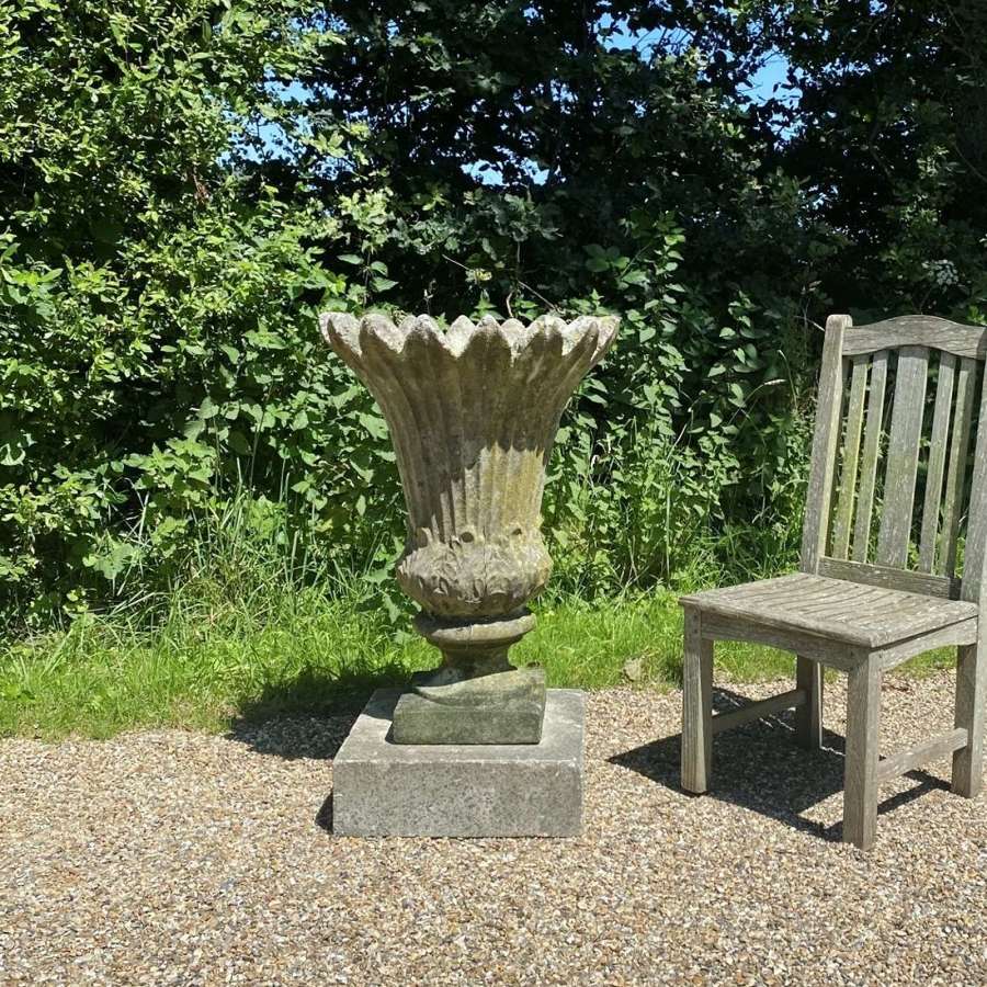 Large Fluted Urn and Plinth