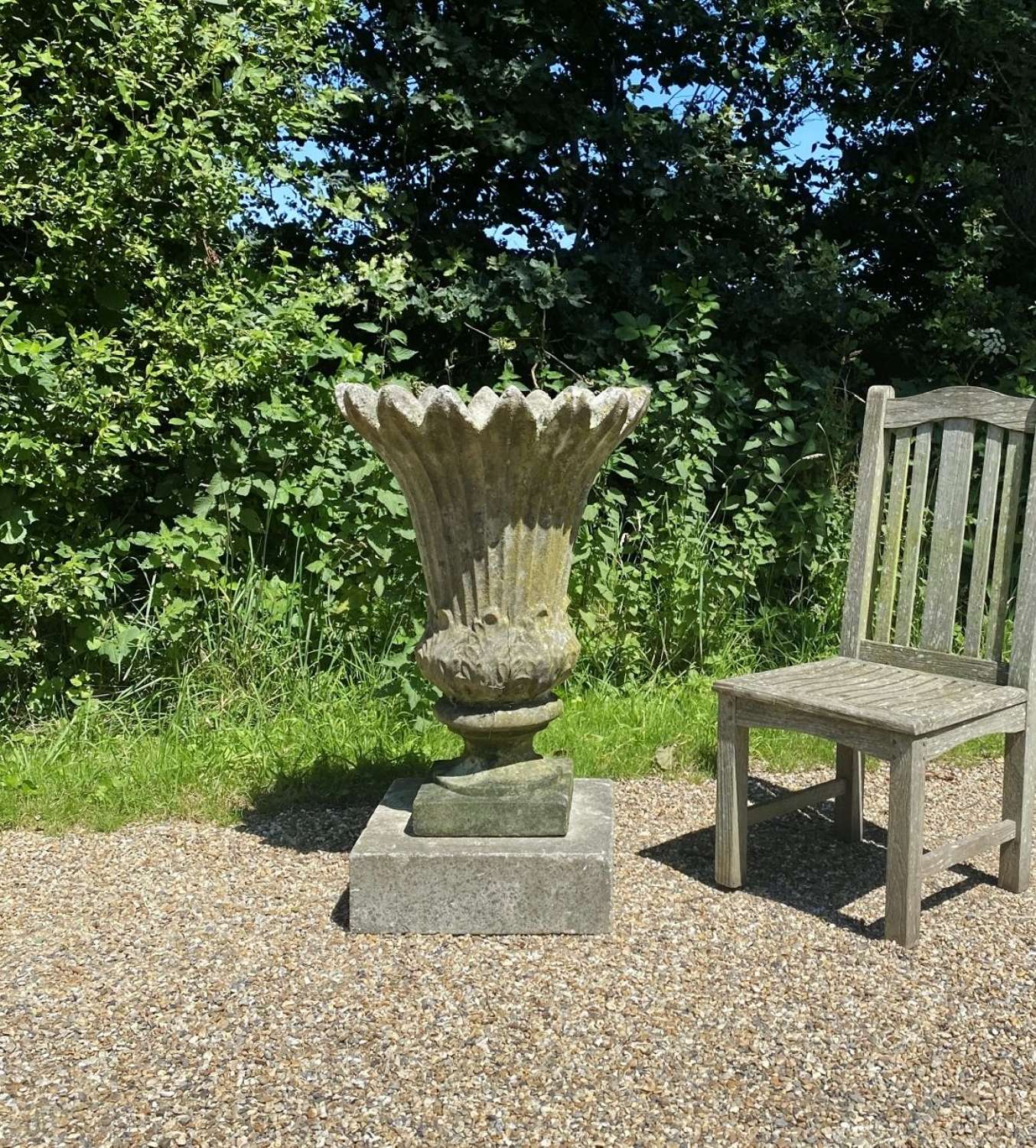 Large Fluted Urn and Plinth